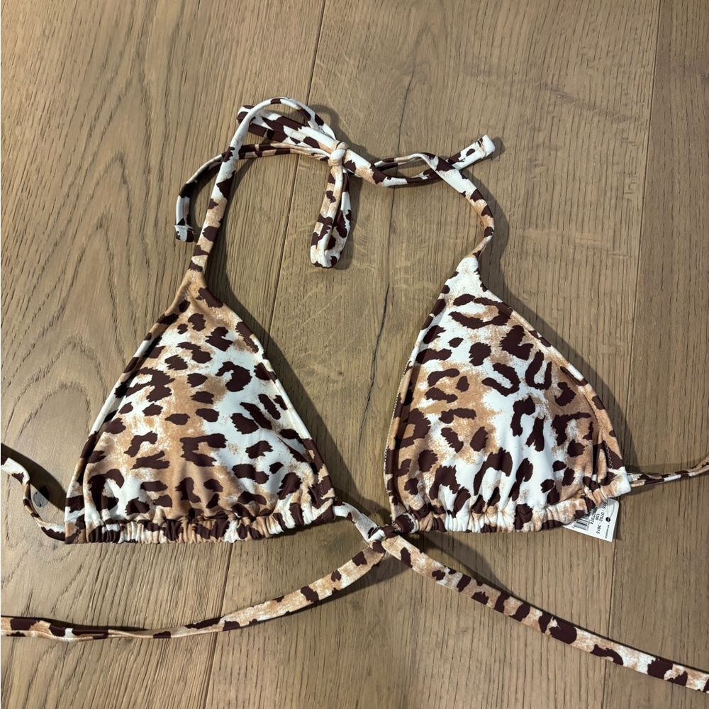 Aerie Leopard Patterned Triangle Bikini Top